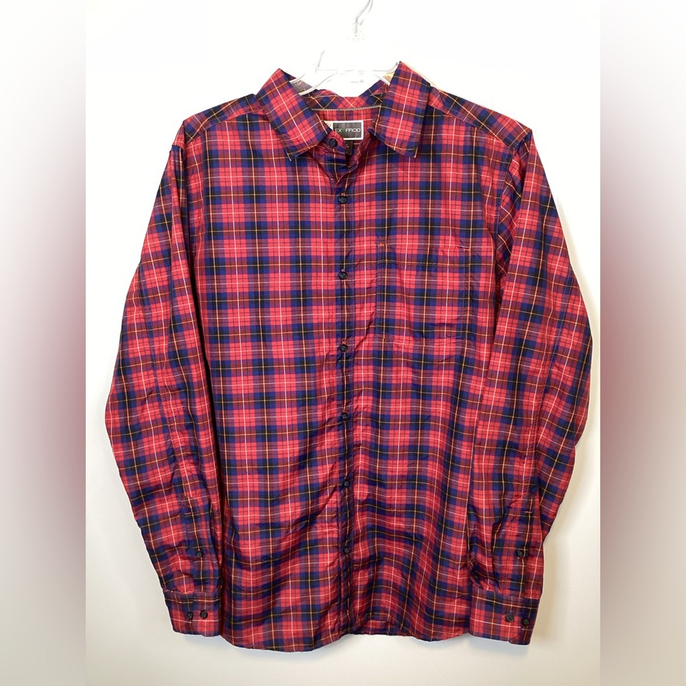 Exofficio Mens Plaid Outdoor Hiking Shirt Insect Shield
